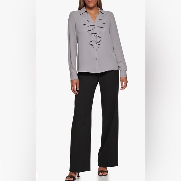 NWT Calvin Klein Georgette Ruffle Blouse - Picture 2 of 4